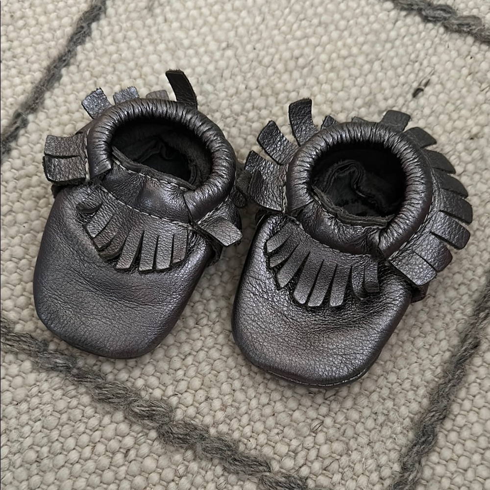Freshly Picked graphite Baby Moccasins